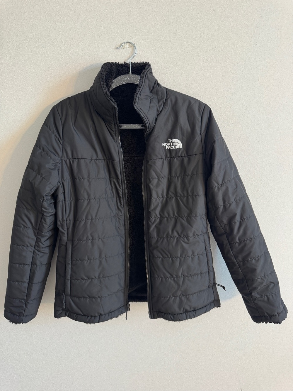 Reversible The North Face Black Puffer Jacket with Sherpa Lining